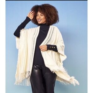 Open Frayed Bohemian Cardigan Sweater Topper Winter Cloth Womens One Size